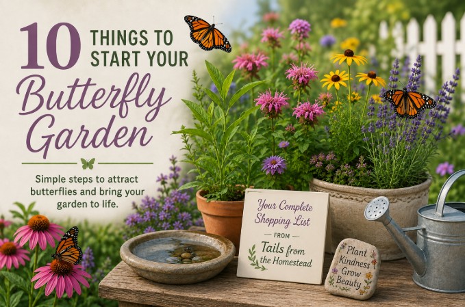 butterfly garden starter kit shopping list with monarch butterflies and milkweed